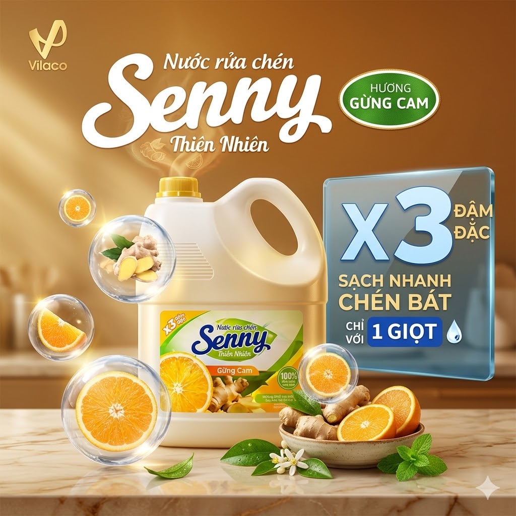 Nước Rửa Chén Senny Gừng Cam 
