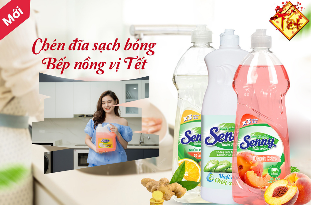 Gian Bếp Sạch Bóng, Tết Thêm Rạng Rỡ Cùng Nước Rửa Chén Senny Thiên Nhiên