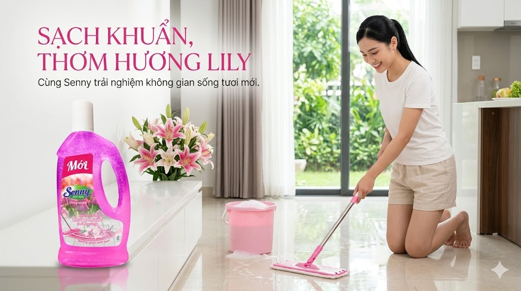 Nước Lau Sàn Senny Hương Hoa Lily – Giải Pháp Làm Sạch Toàn Diện, Lưu Hương Dài Lâu