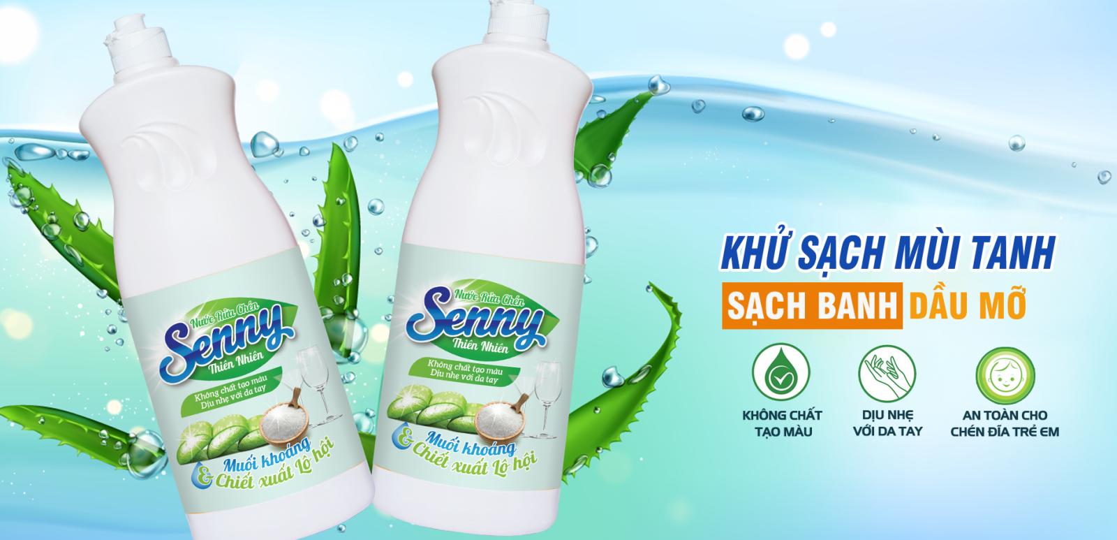 nước rửa chén Senny lô hội và muối khoáng