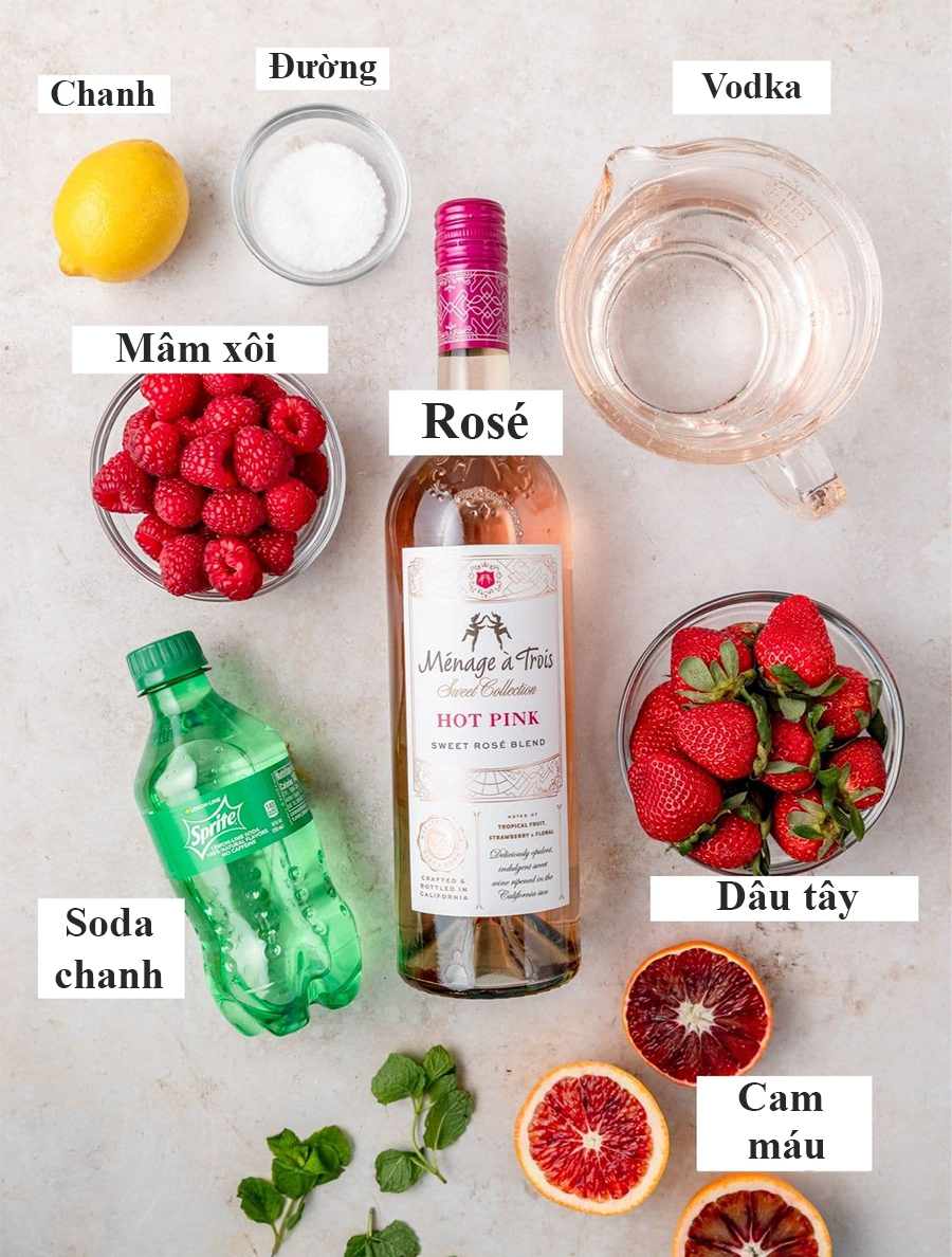 Công thức Sangria hồng với rượu vang Rosé