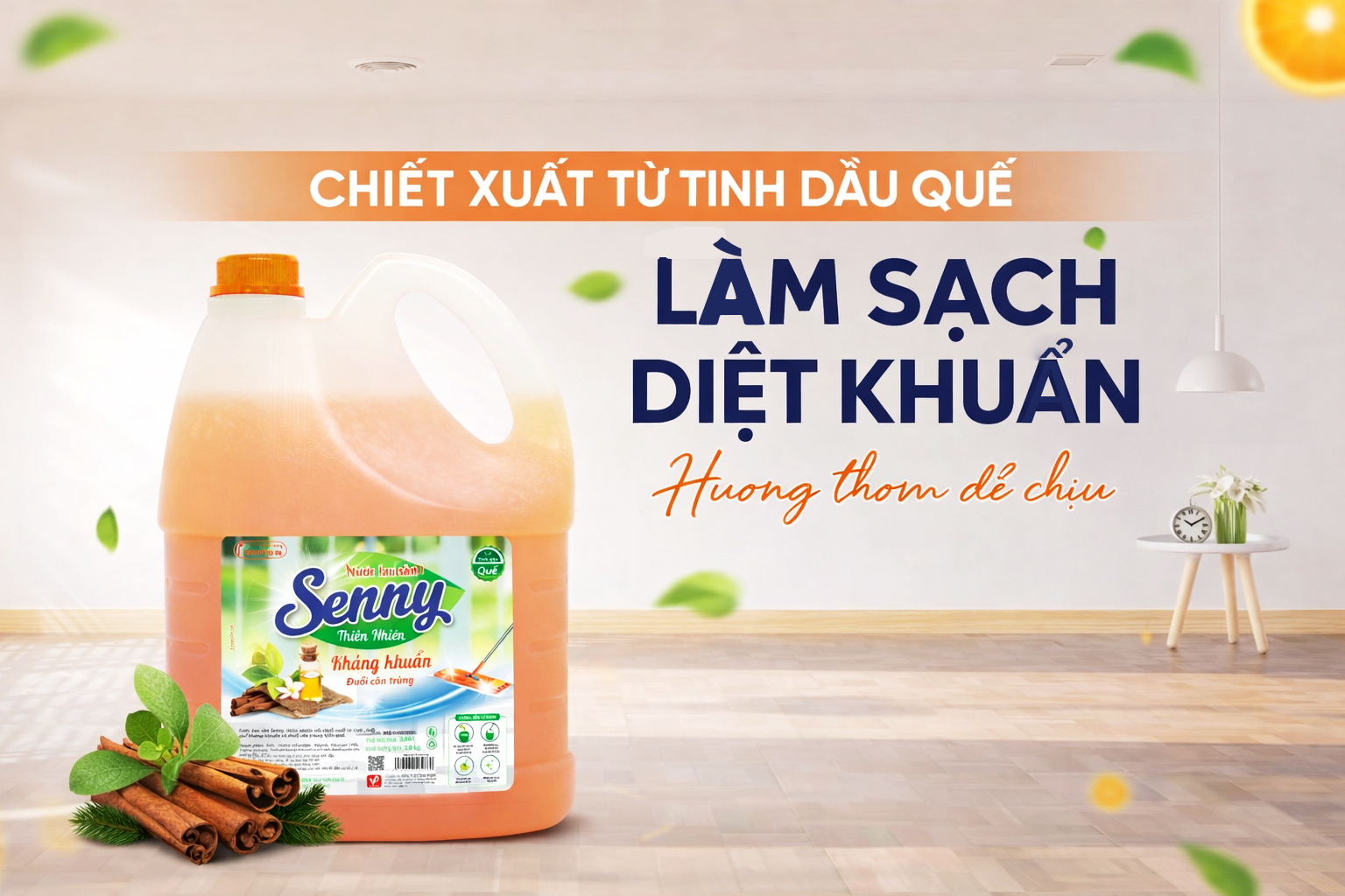 Nước Lau Sàn Hương Quế Senny – Giải Pháp Làm Sạch Diệt Khuẩn Hiệu Quả Cho Mọi Gia Đình