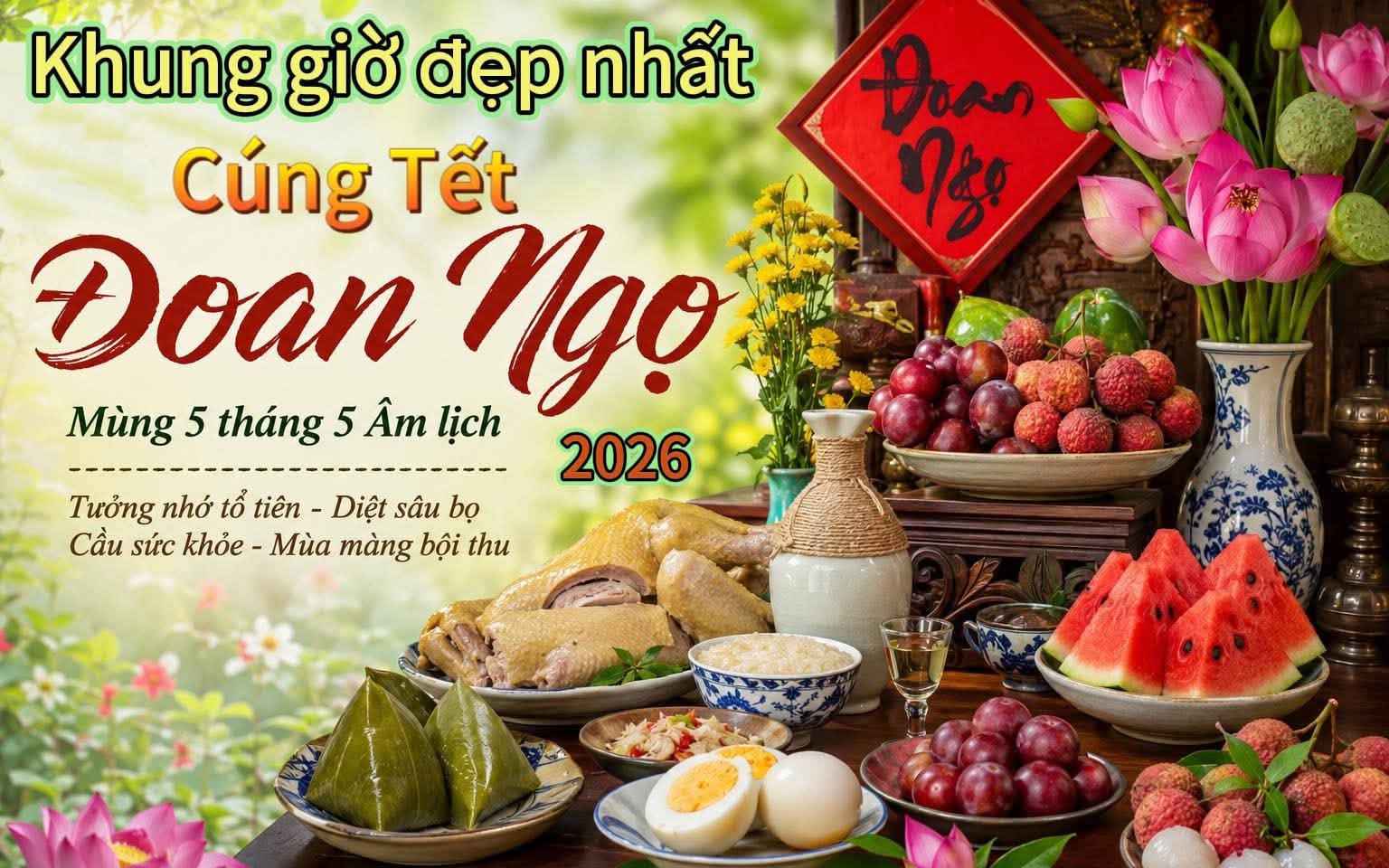 Cúng Tết Đoan ngọ 2026: Chọn đúng giờ đẹp để cầu bình an, "đón" tài lộc cho cả gia đình