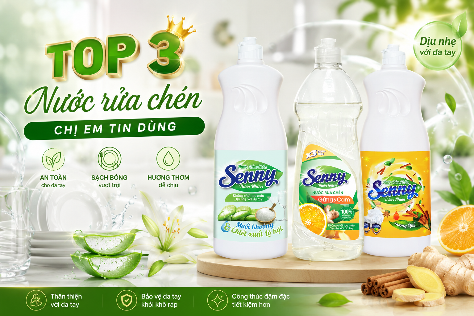 Top 3 Nước Rửa Chén Senny Chị Em Tin Dùng – Sạch Bóng Vượt Trội, Dịu Nhẹ Với Da Tay