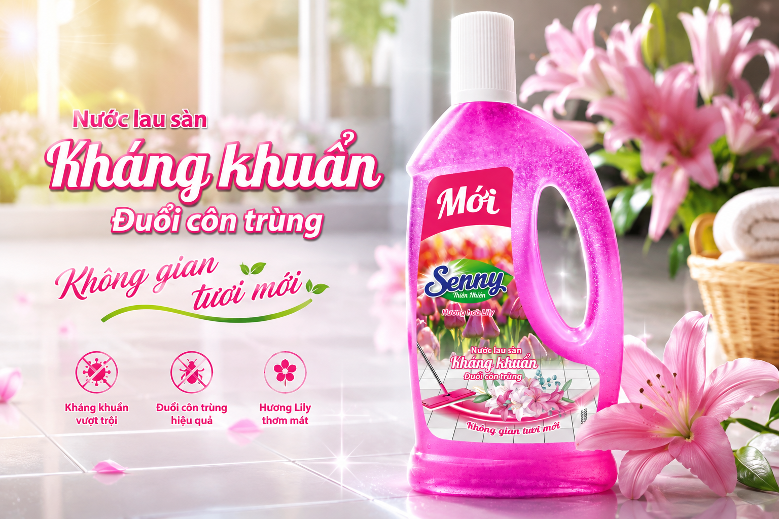 Nước Lau Sàn Senny Hương Hoa Lily 980g – Lựa Chọn Cho Không Gian Sạch Thơm