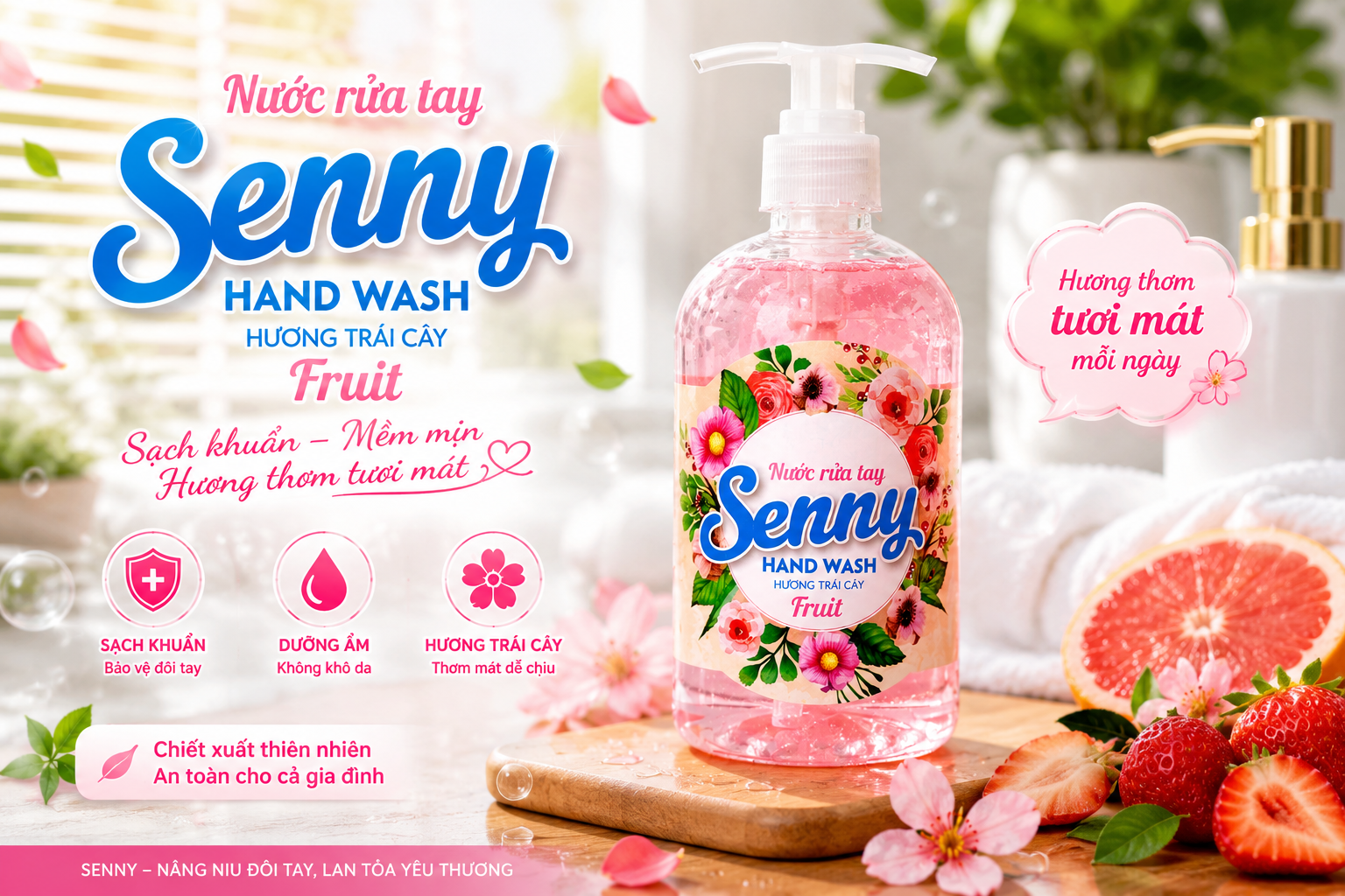 Rửa Tay Senny Hương Trái Cây – Sạch Khuẩn, Hương Thơm Tươi Mát Mỗi Ngày 