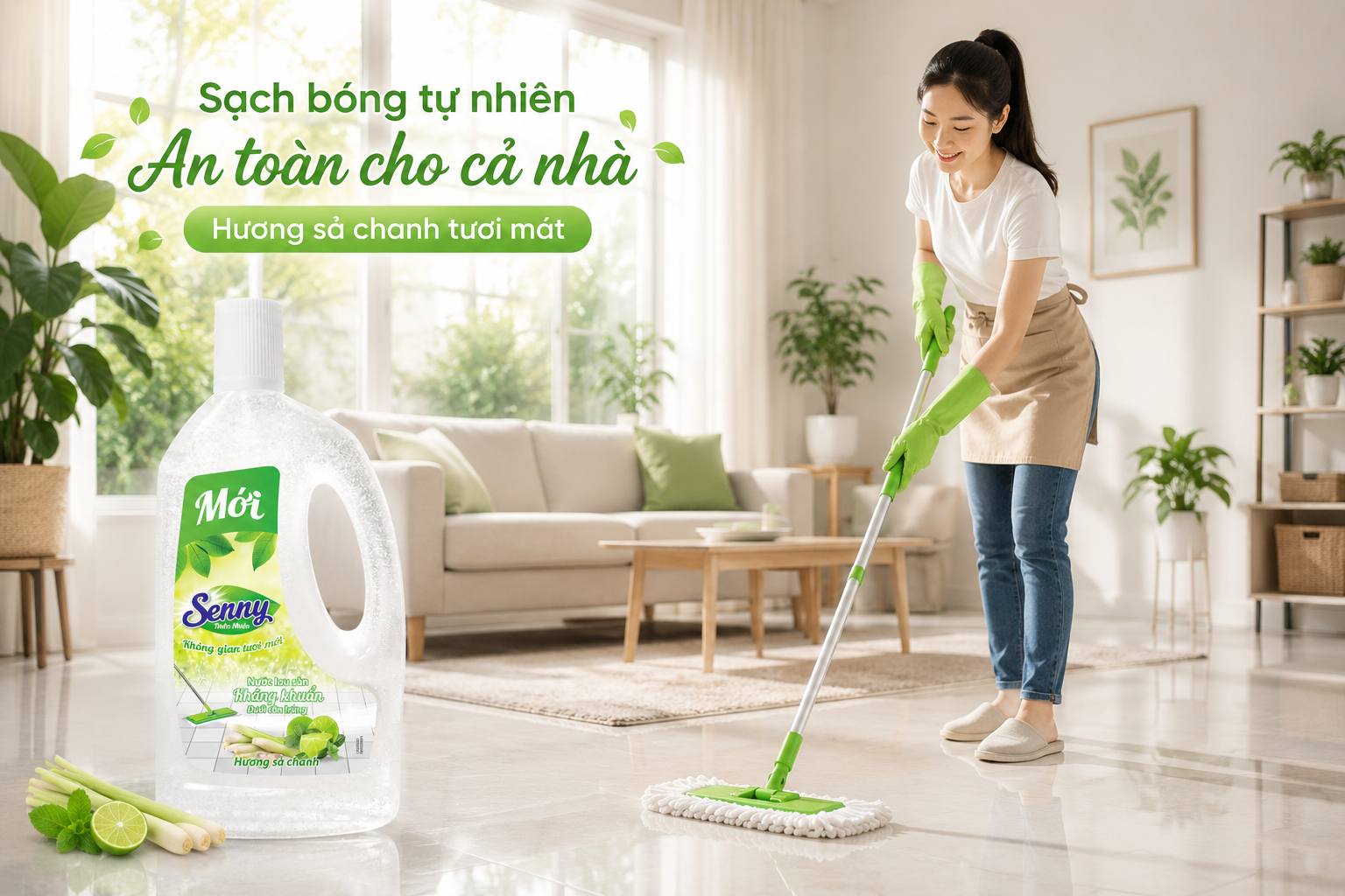 Nước Lau Sàn Senny Sả Chanh – Sạch Bóng Tự Nhiên, Hương Sả Chanh Thơm Mát Cho Cả Nhà